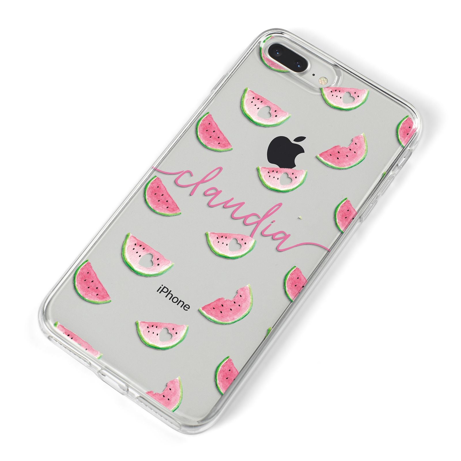 Personalised Transparent Watermelon iPhone 8 Plus Bumper Case on Silver iPhone Alternative Image