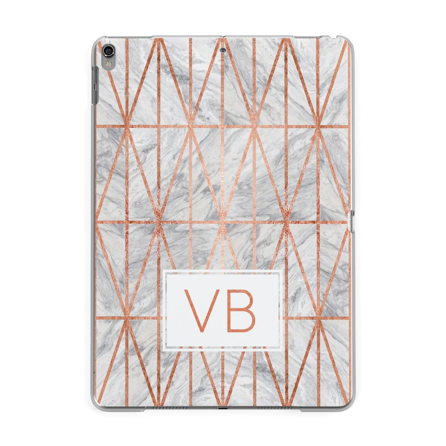 Personalised Triangular Marble Initials Apple iPad Grey Case