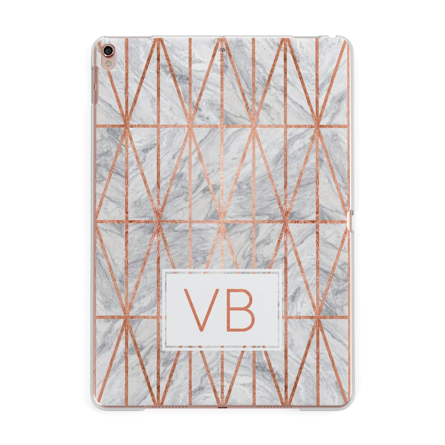 Personalised Triangular Marble Initials Apple iPad Rose Gold Case