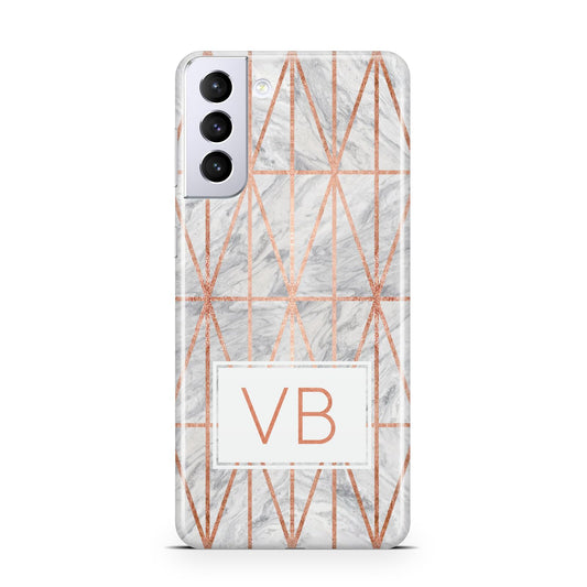 Personalised Triangular Marble Initials Samsung S21 Plus Phone Case