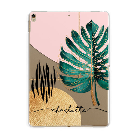 Personalised Tropical Fan Leaf Apple iPad Gold Case