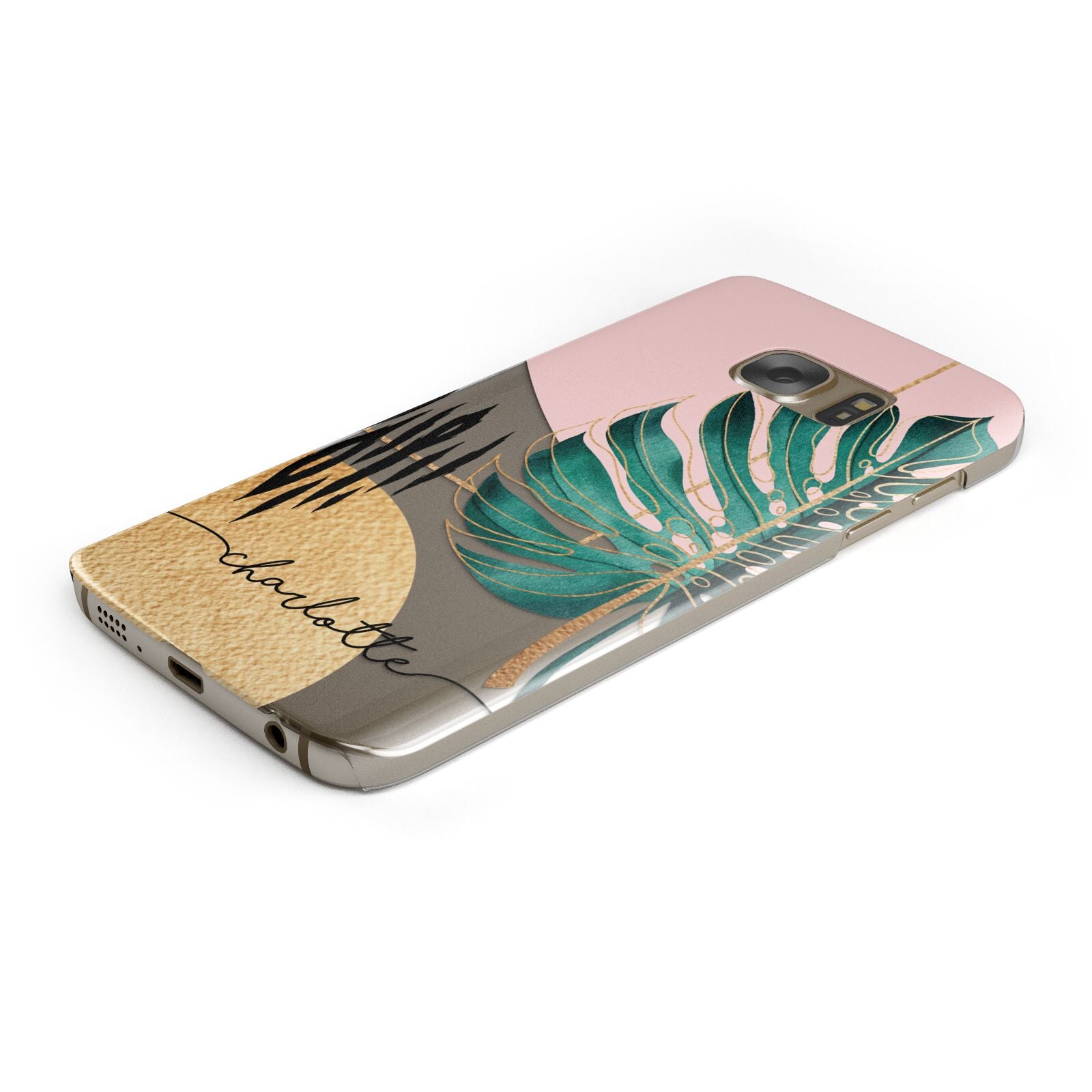 Personalised Tropical Fan Leaf Protective Samsung Galaxy Case Angled Image