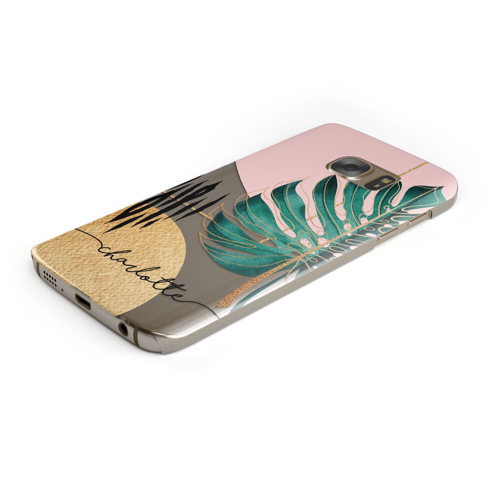 Personalised Tropical Fan Leaf Samsung Galaxy Case Bottom Cutout