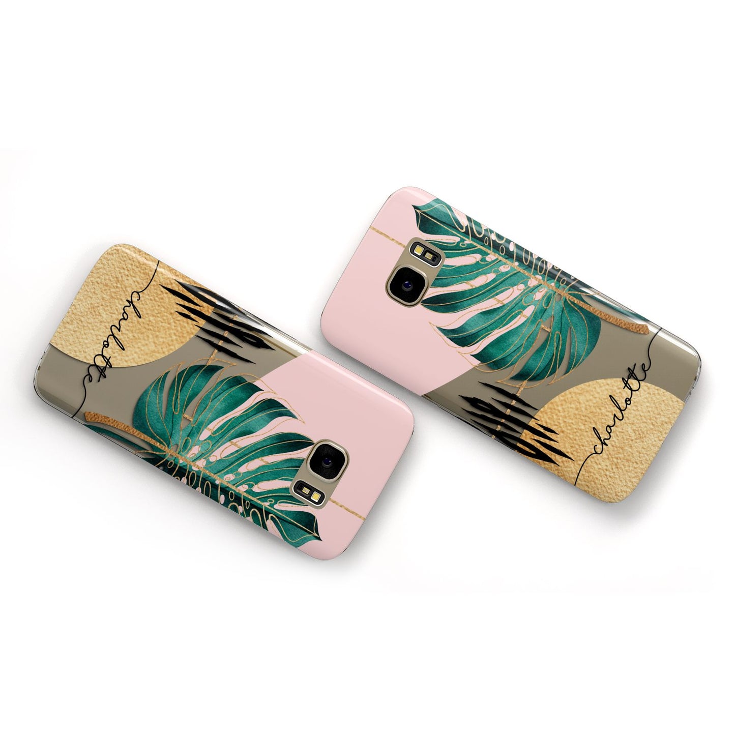 Personalised Tropical Fan Leaf Samsung Galaxy Case Flat Overview