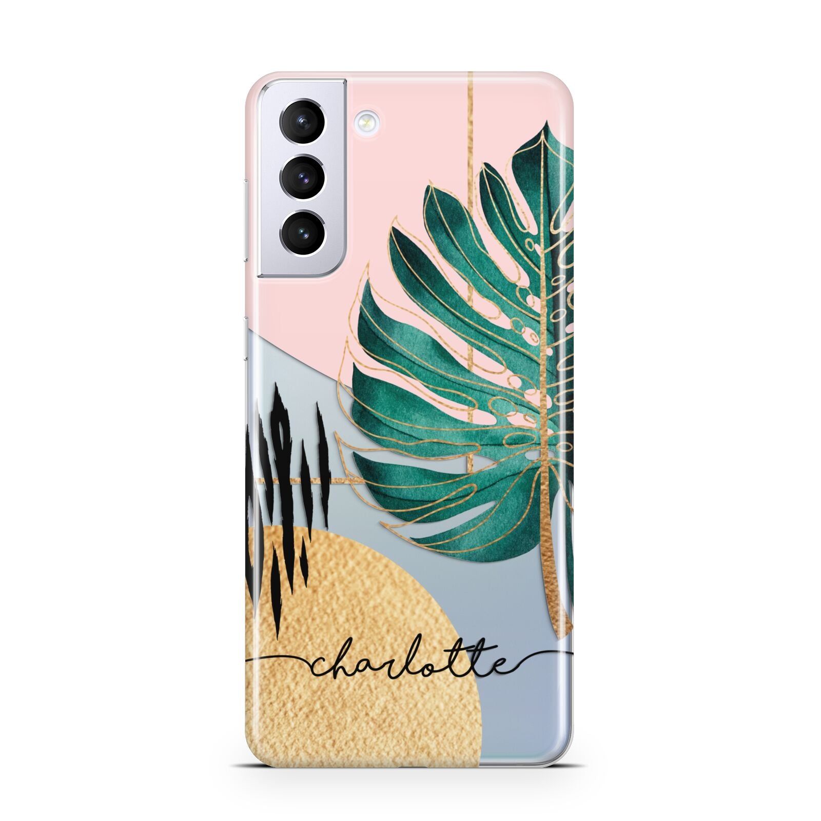 Personalised Tropical Fan Leaf Samsung S21 Plus Case