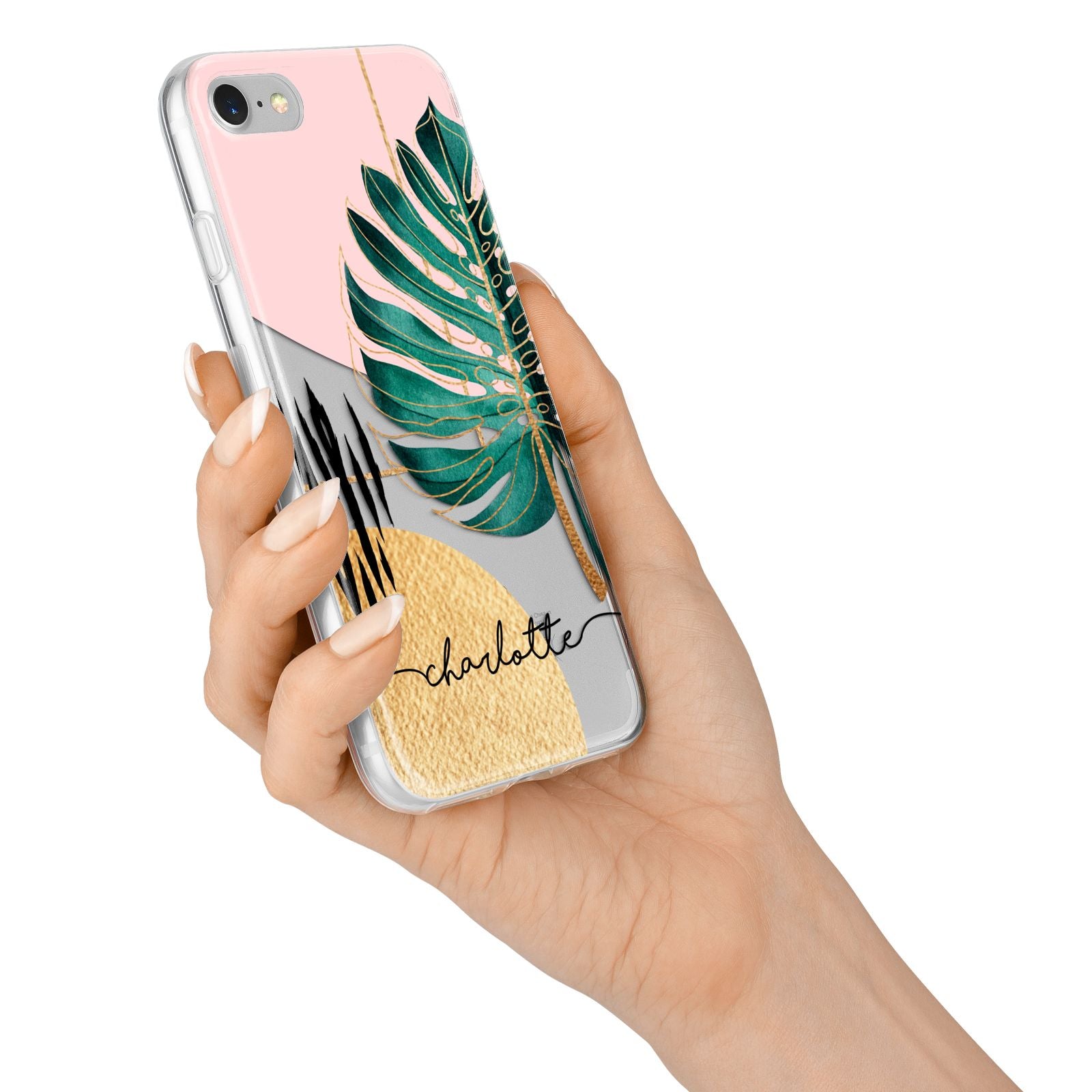 Personalised Tropical Fan Leaf iPhone 7 Bumper Case on Silver iPhone Alternative Image