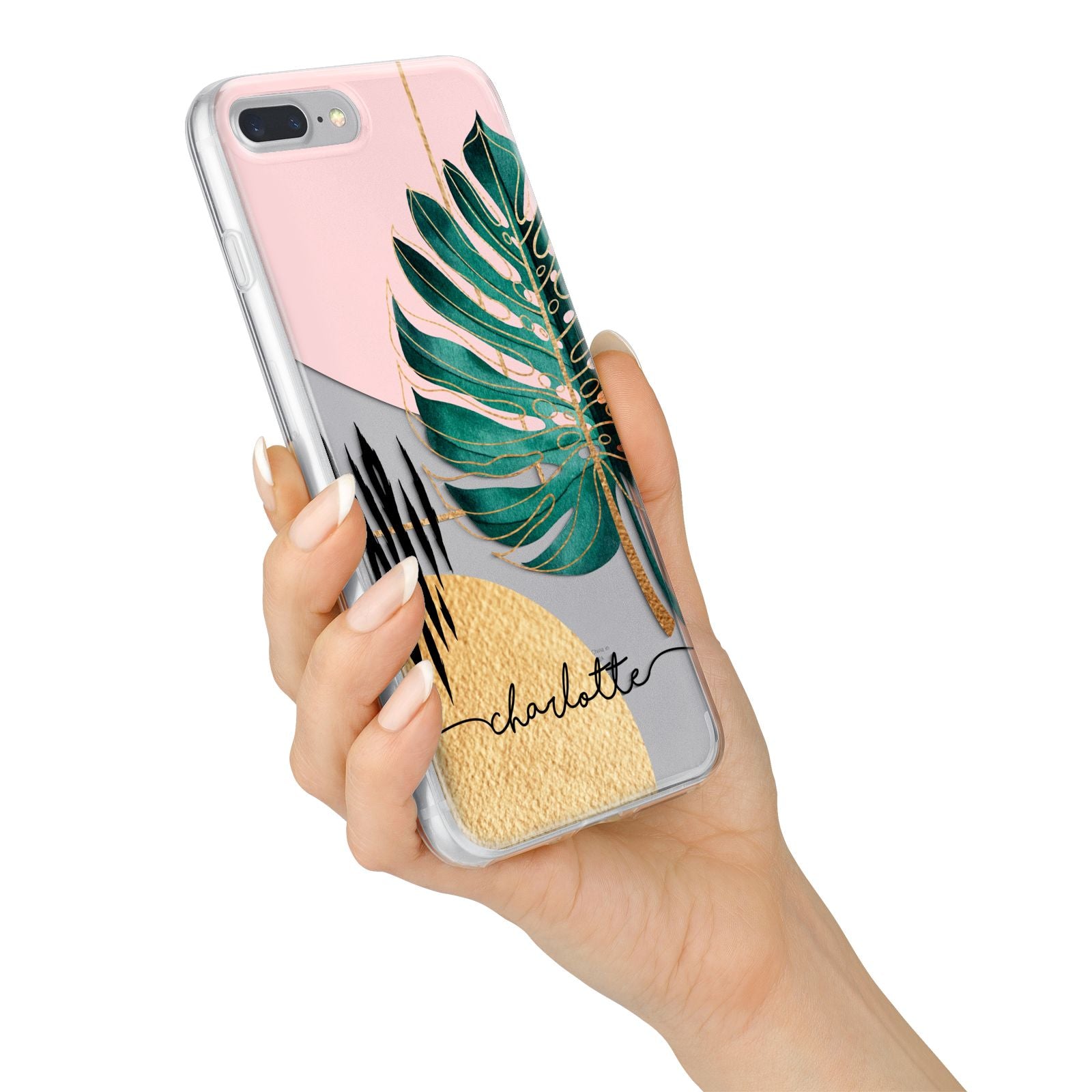 Personalised Tropical Fan Leaf iPhone 7 Plus Bumper Case on Silver iPhone Alternative Image