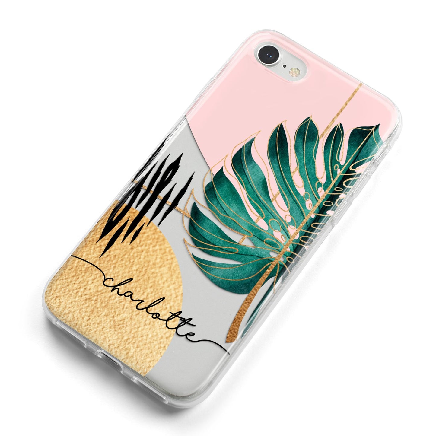 Personalised Tropical Fan Leaf iPhone 8 Bumper Case on Silver iPhone Alternative Image