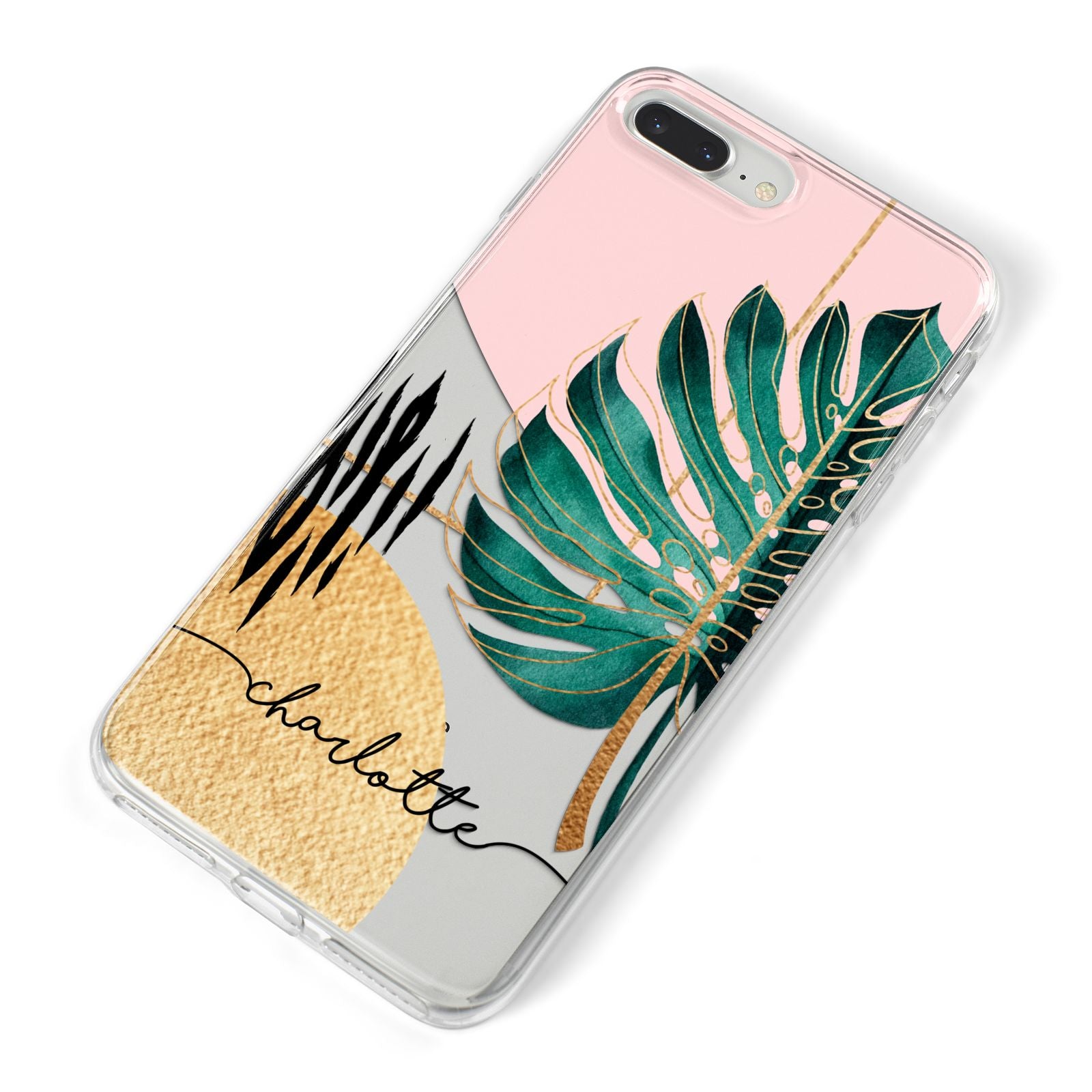 Personalised Tropical Fan Leaf iPhone 8 Plus Bumper Case on Silver iPhone Alternative Image