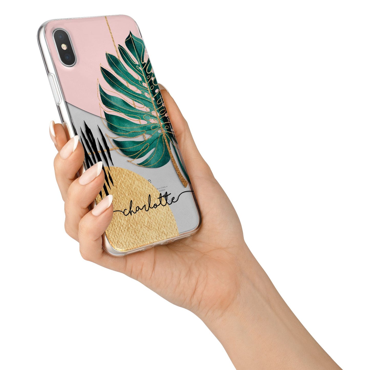 Personalised Tropical Fan Leaf iPhone X Bumper Case on Silver iPhone Alternative Image 2