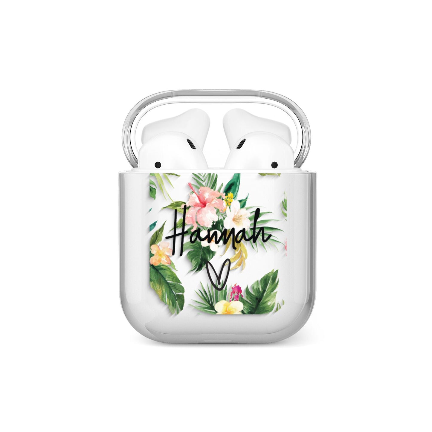 Personalised Tropical Floral Pink AirPods Case