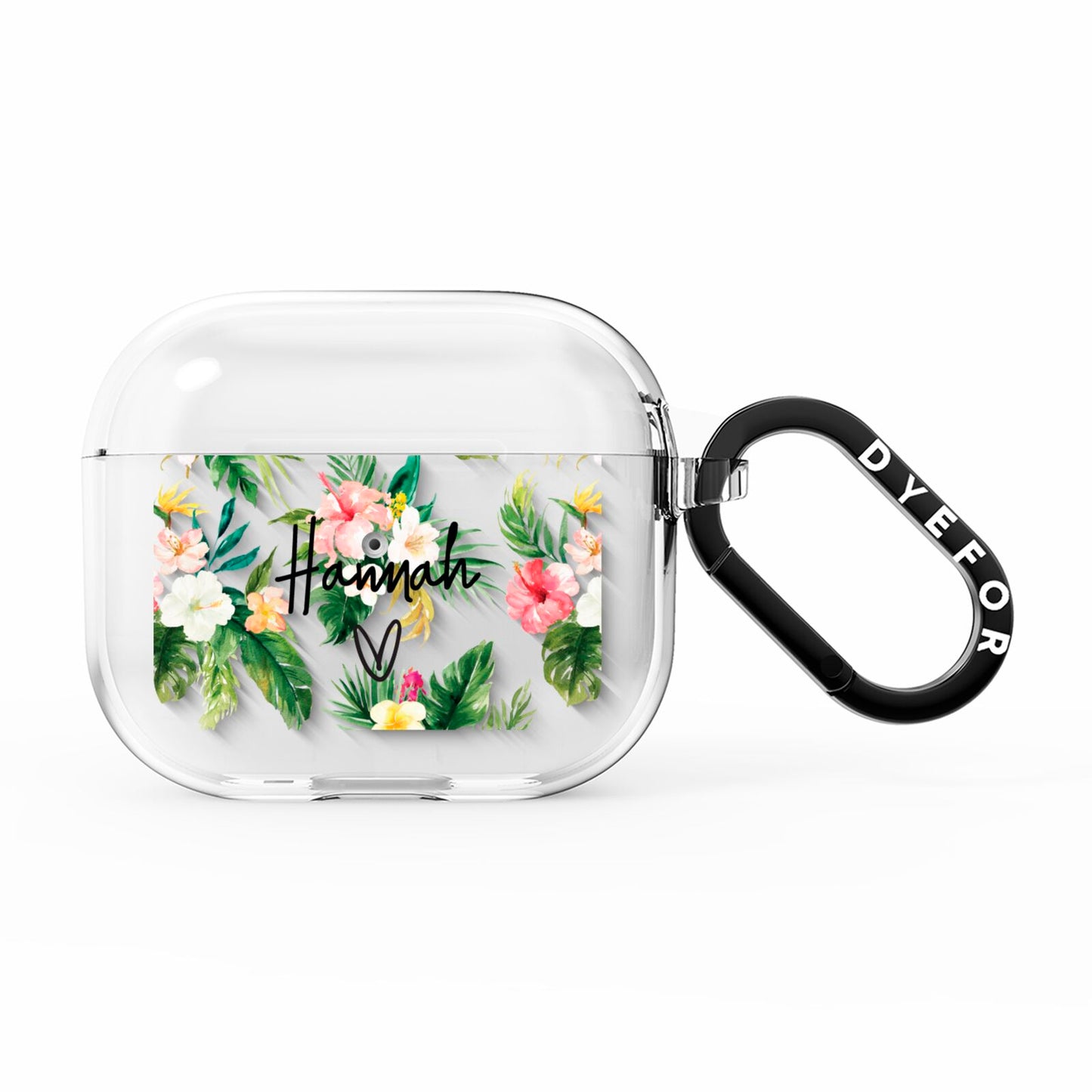 Personalised Tropical Floral Pink AirPods Clear Case 3rd Gen