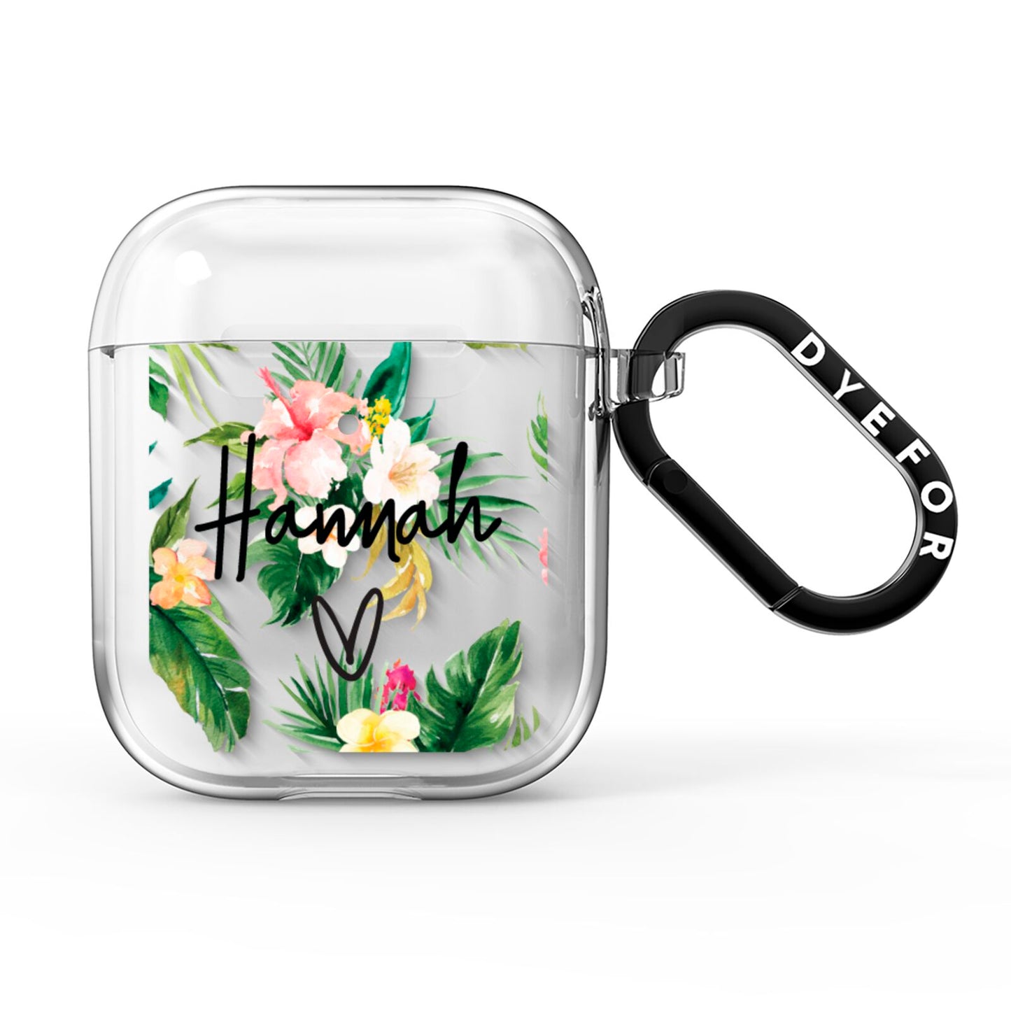 Personalised Tropical Floral Pink AirPods Clear Case