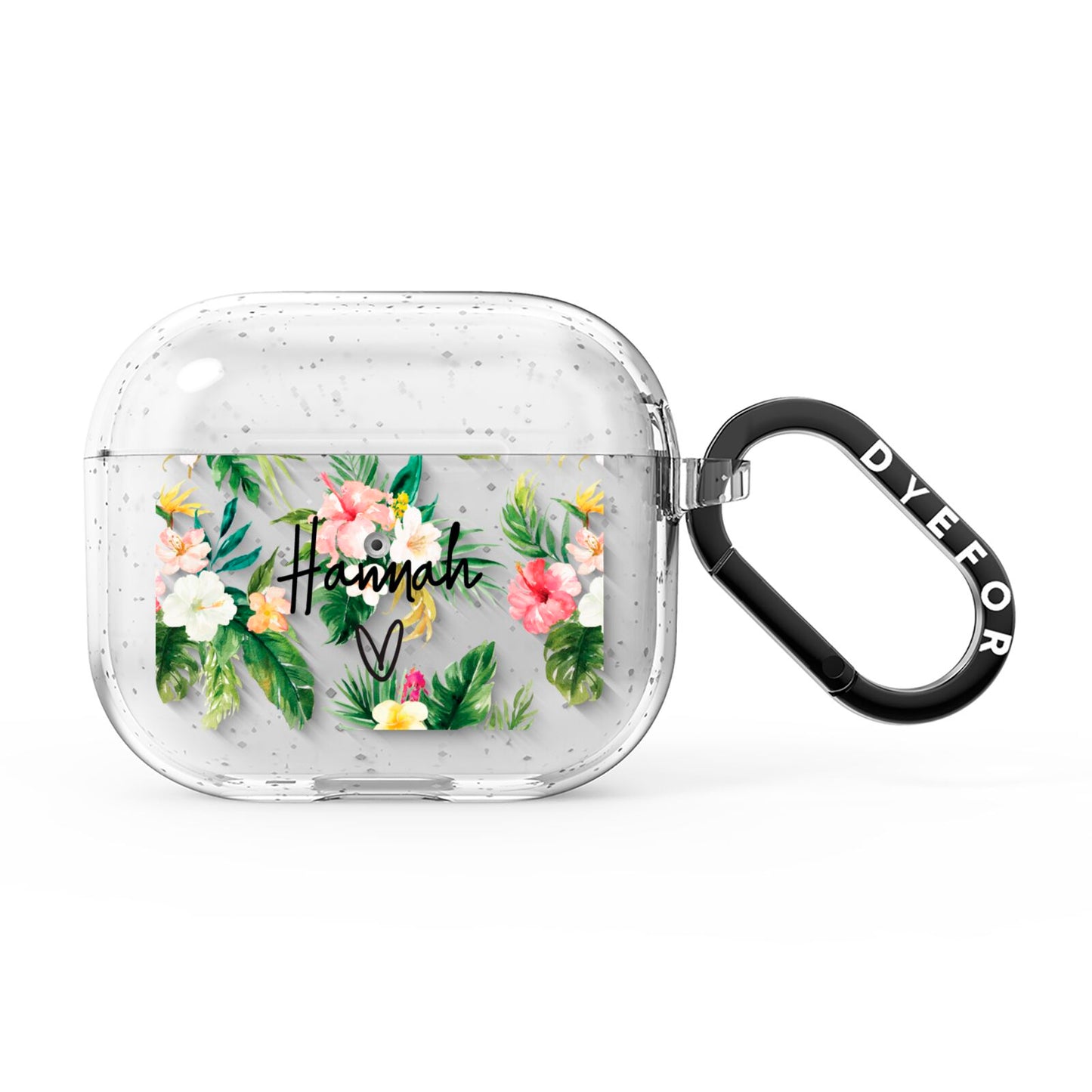 Personalised Tropical Floral Pink AirPods Glitter Case 3rd Gen