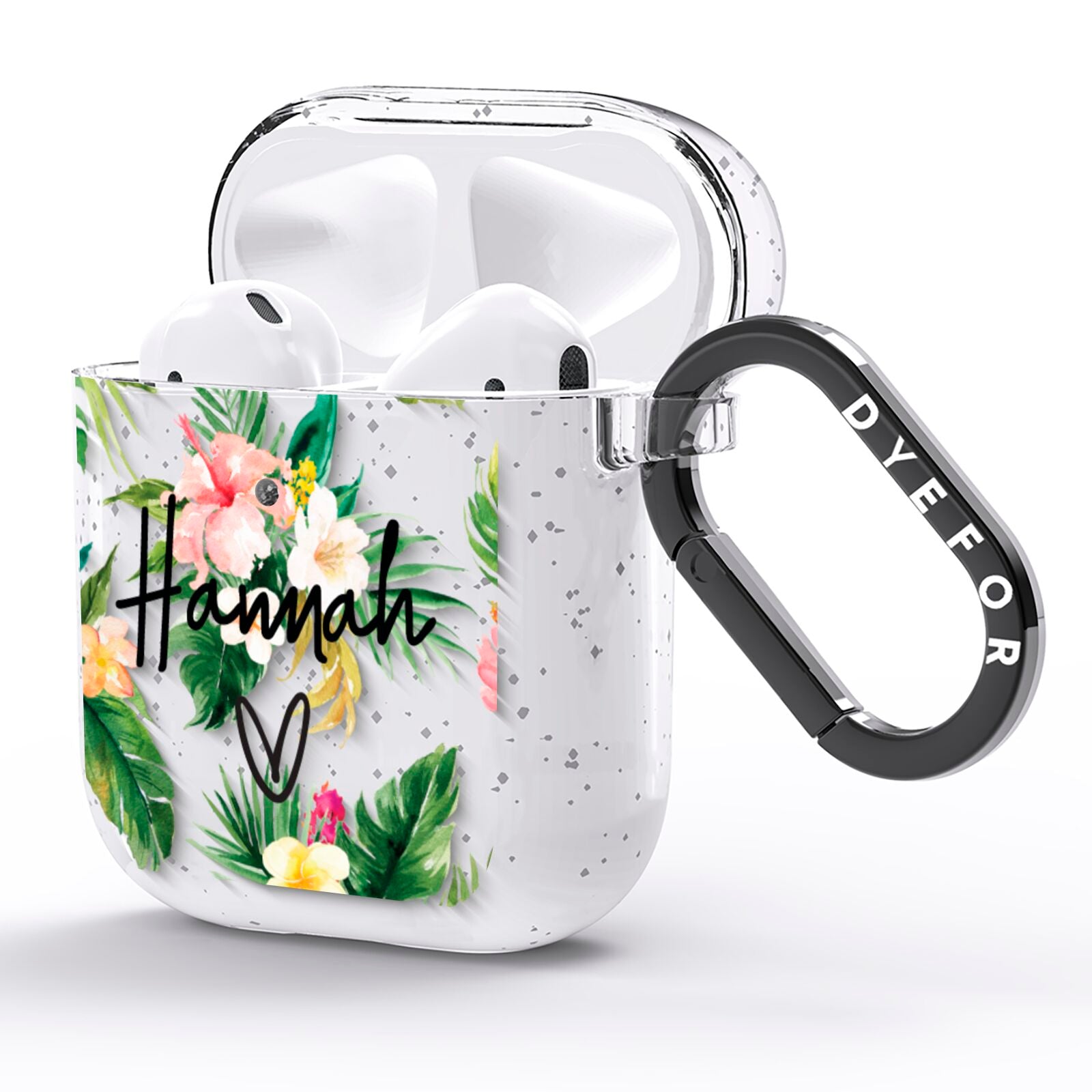 Personalised Tropical Floral Pink AirPods Glitter Case Side Image