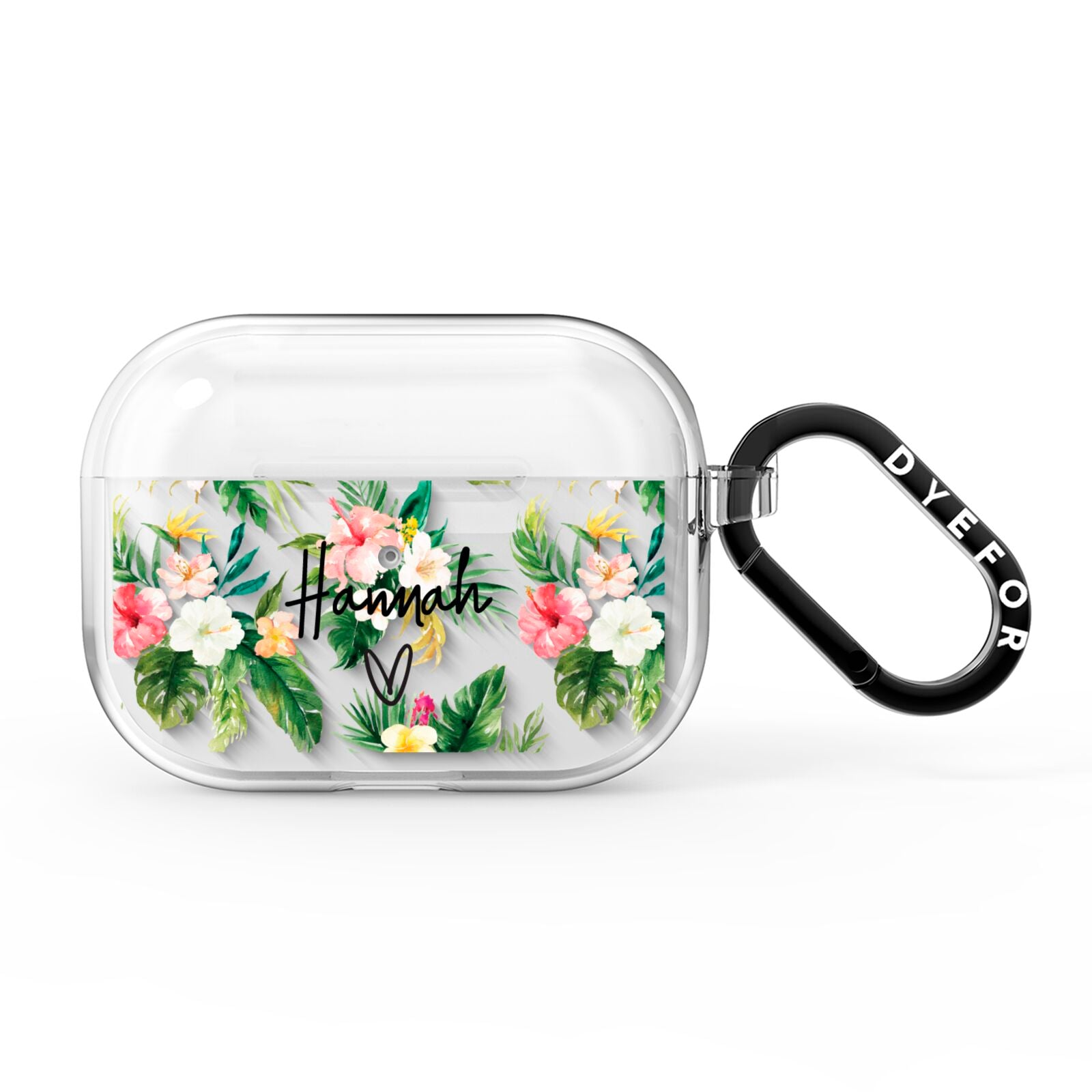 Personalised Tropical Floral Pink AirPods Pro Clear Case