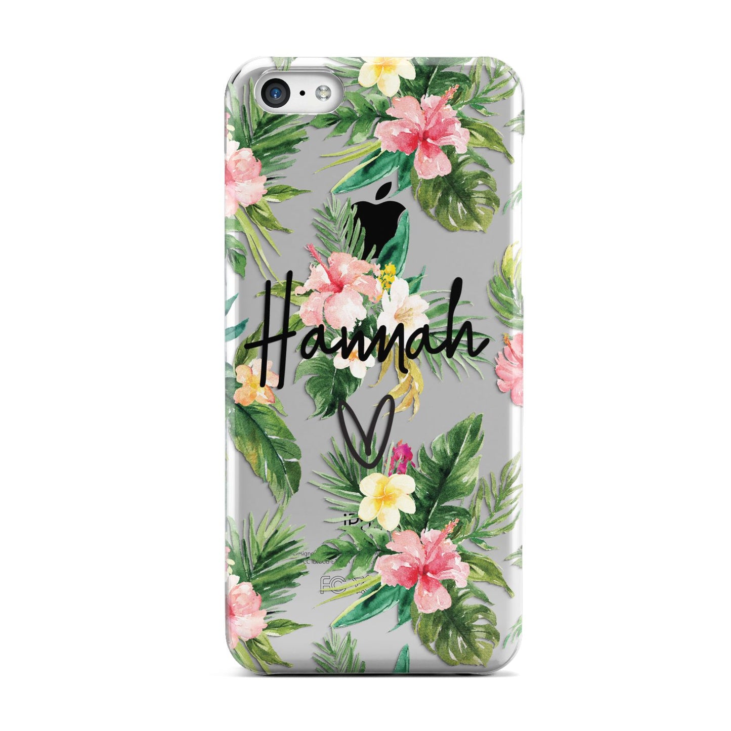 Personalised Tropical Floral Pink Apple iPhone 5c Case