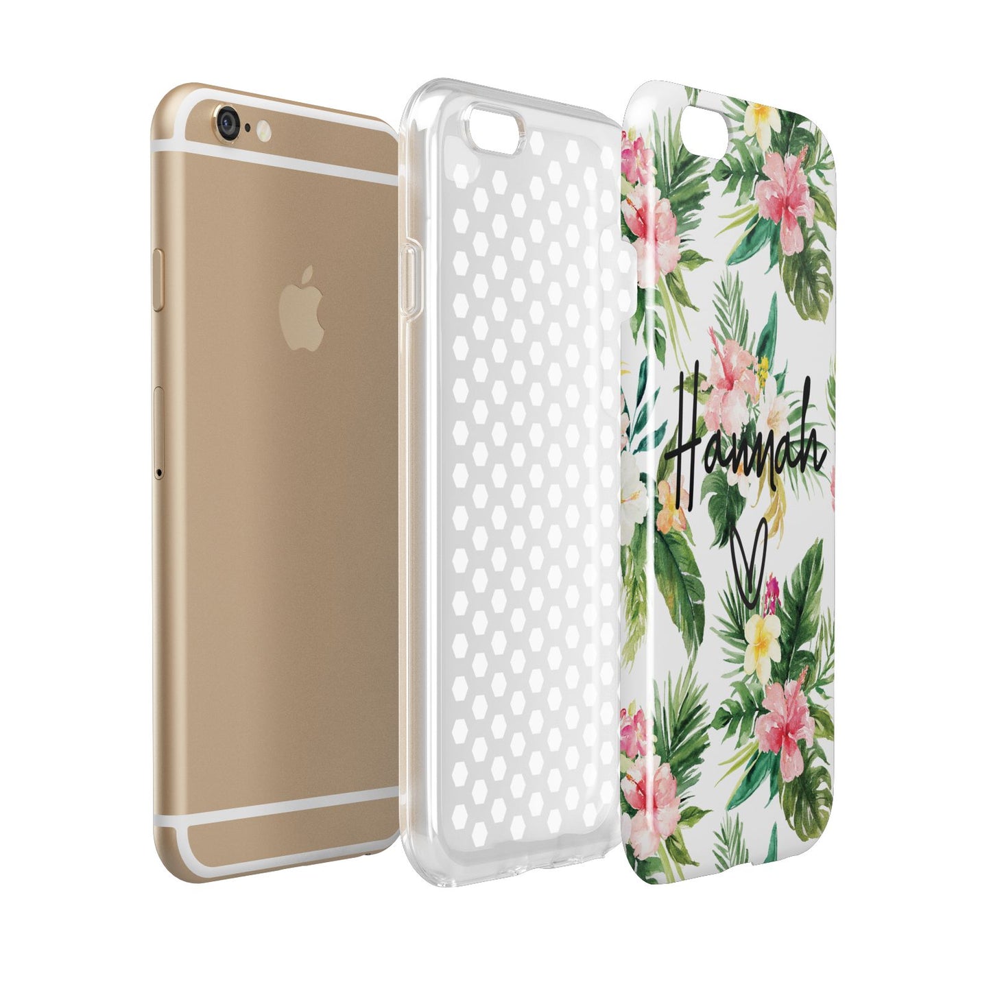 Personalised Tropical Floral Pink Apple iPhone 6 3D Tough Case Expanded view