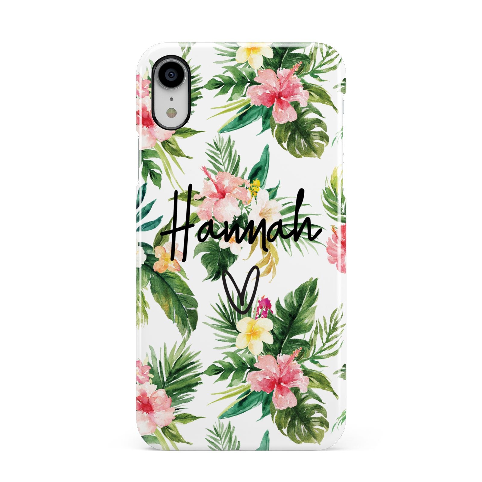 Personalised Tropical Floral Pink Apple iPhone XR White 3D Snap Case