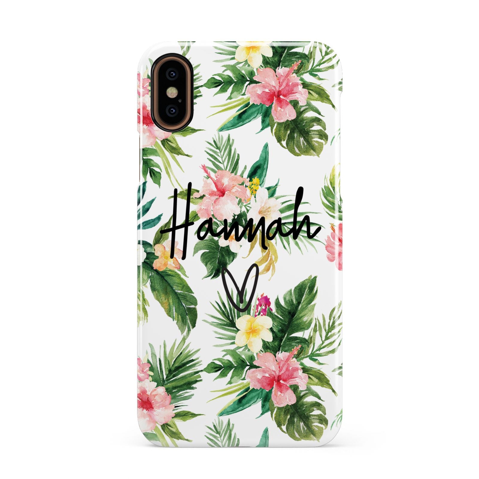 Personalised Tropical Floral Pink Apple iPhone XS 3D Snap Case