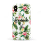 Personalised Tropical Floral Pink Apple iPhone XS 3D Tough