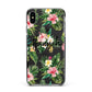 Personalised Tropical Floral Pink Apple iPhone Xs Max Impact Case Black Edge on Black Phone