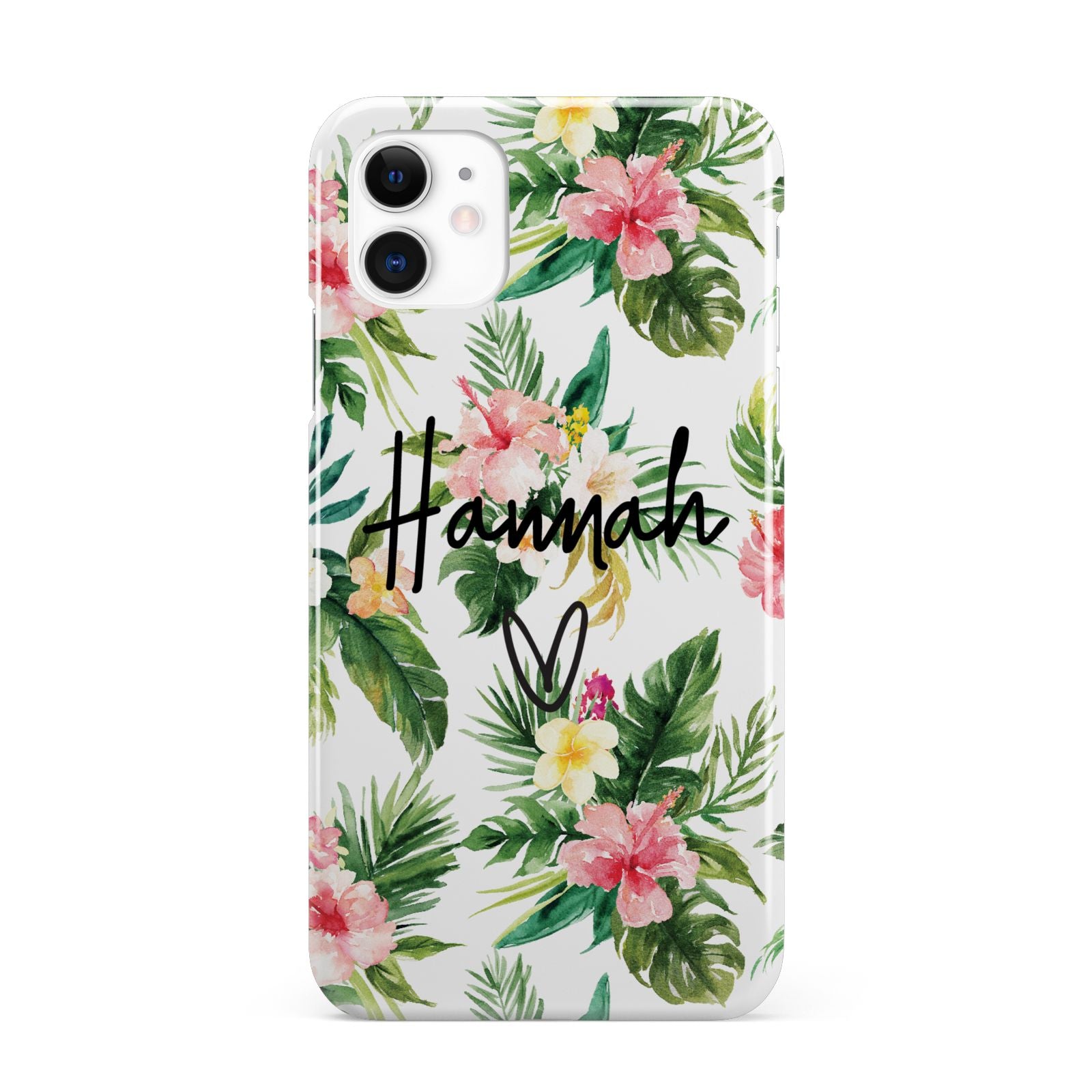 Personalised Tropical Floral Pink iPhone 11 3D Snap Case