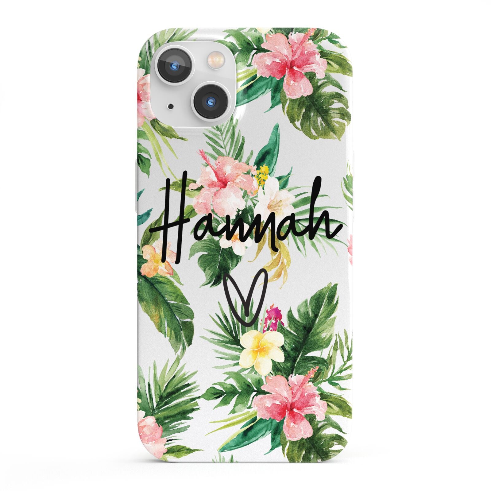Personalised Tropical Floral Pink iPhone 13 Full Wrap 3D Snap Case
