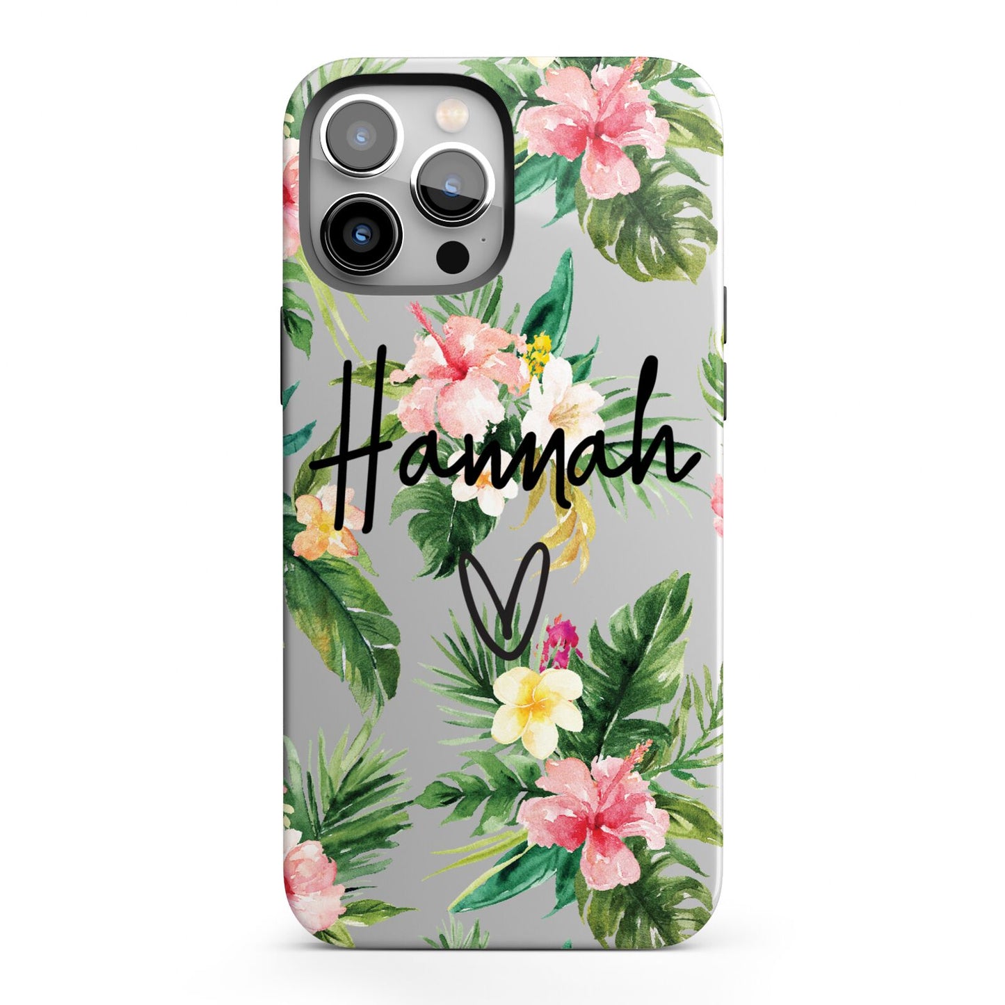 Personalised Tropical Floral Pink iPhone 13 Pro Max Full Wrap 3D Tough Case