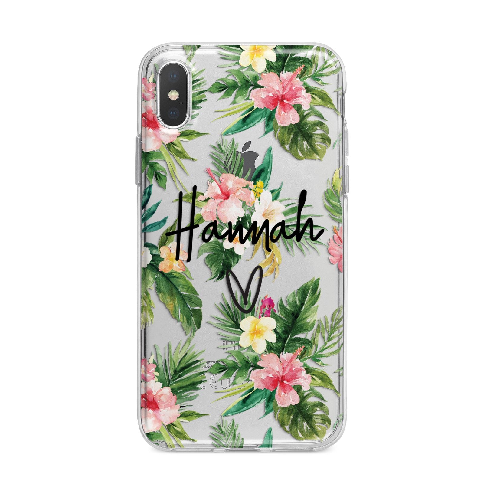 Personalised Tropical Floral Pink iPhone X Bumper Case on Silver iPhone Alternative Image 1