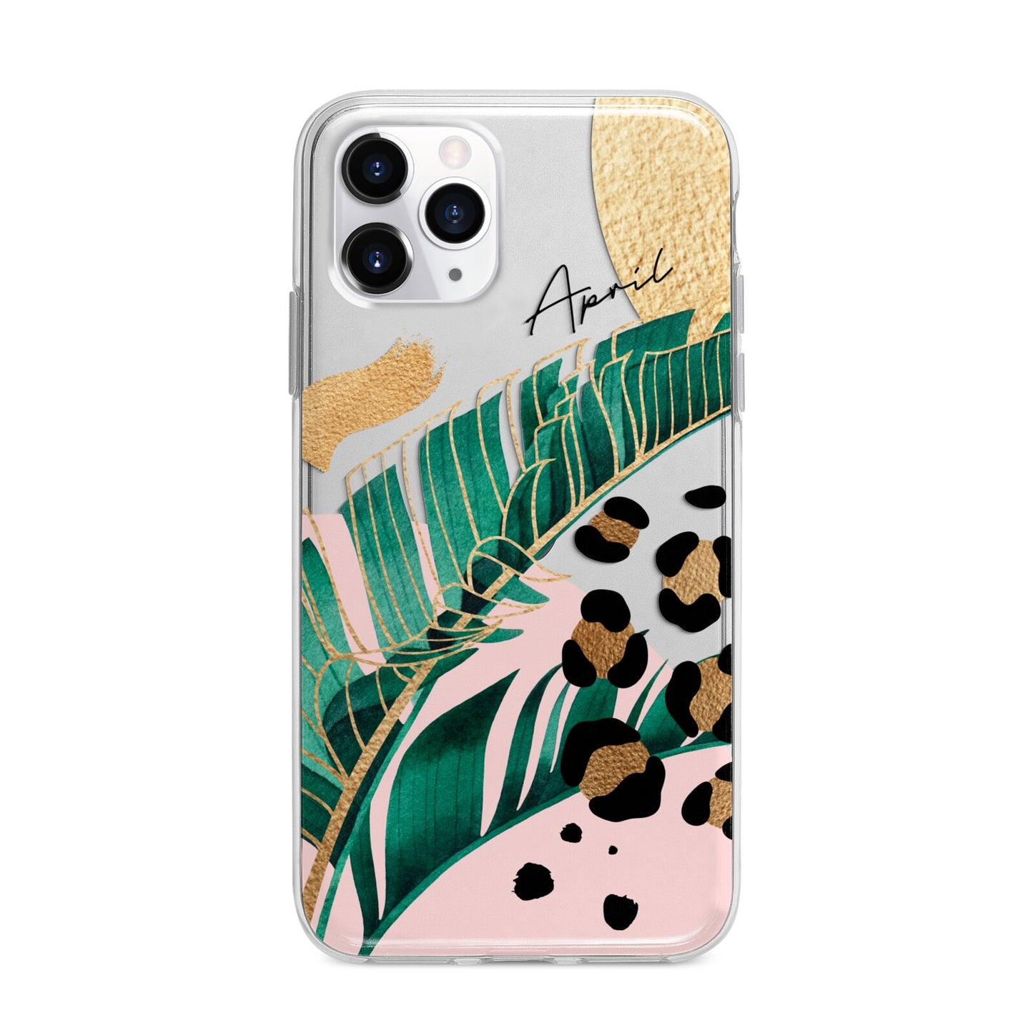 Personalised Tropical Gold Apple iPhone 11 Pro Max in Silver with Bumper Case
