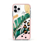 Personalised Tropical Gold Apple iPhone 11 Pro in Silver with Pink Impact Case