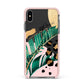 Personalised Tropical Gold Apple iPhone Xs Max Impact Case Pink Edge on Black Phone