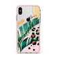 Personalised Tropical Gold Apple iPhone Xs Max Impact Case Pink Edge on Silver Phone