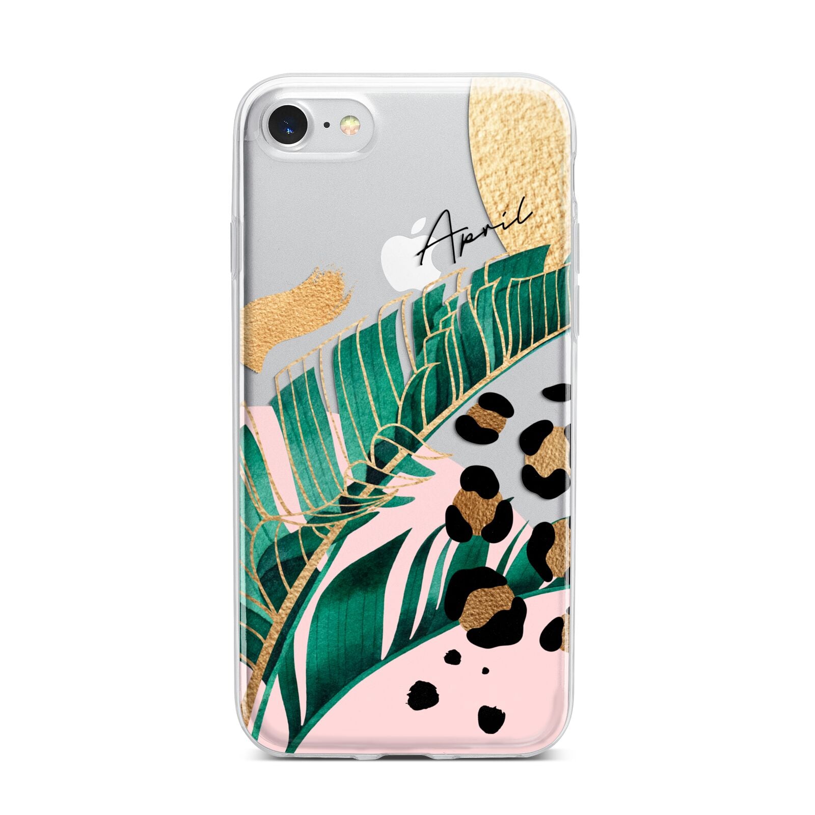 Personalised Tropical Gold iPhone 7 Bumper Case on Silver iPhone