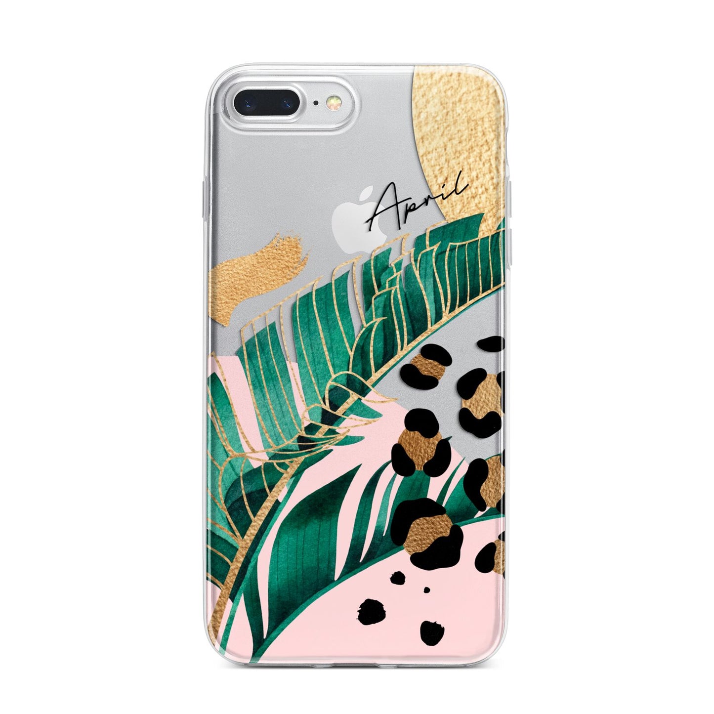 Personalised Tropical Gold iPhone 7 Plus Bumper Case on Silver iPhone