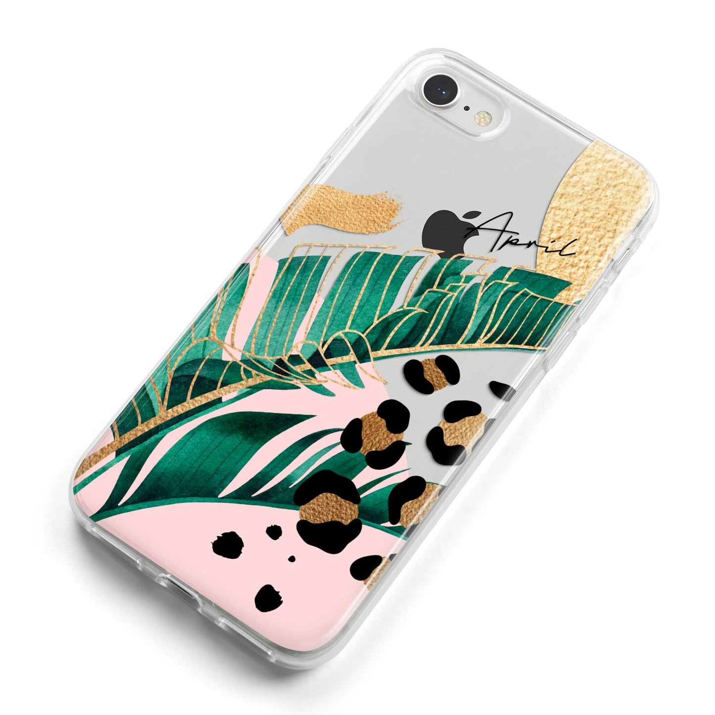Personalised Tropical Gold iPhone 8 Bumper Case on Silver iPhone Alternative Image