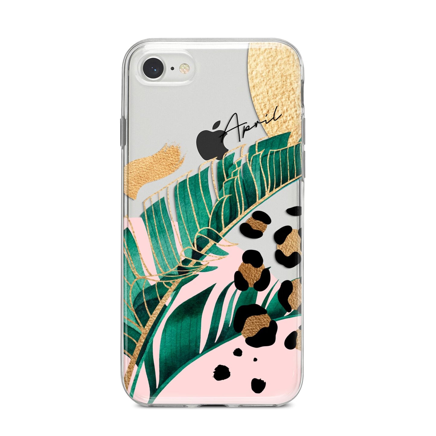 Personalised Tropical Gold iPhone 8 Bumper Case on Silver iPhone