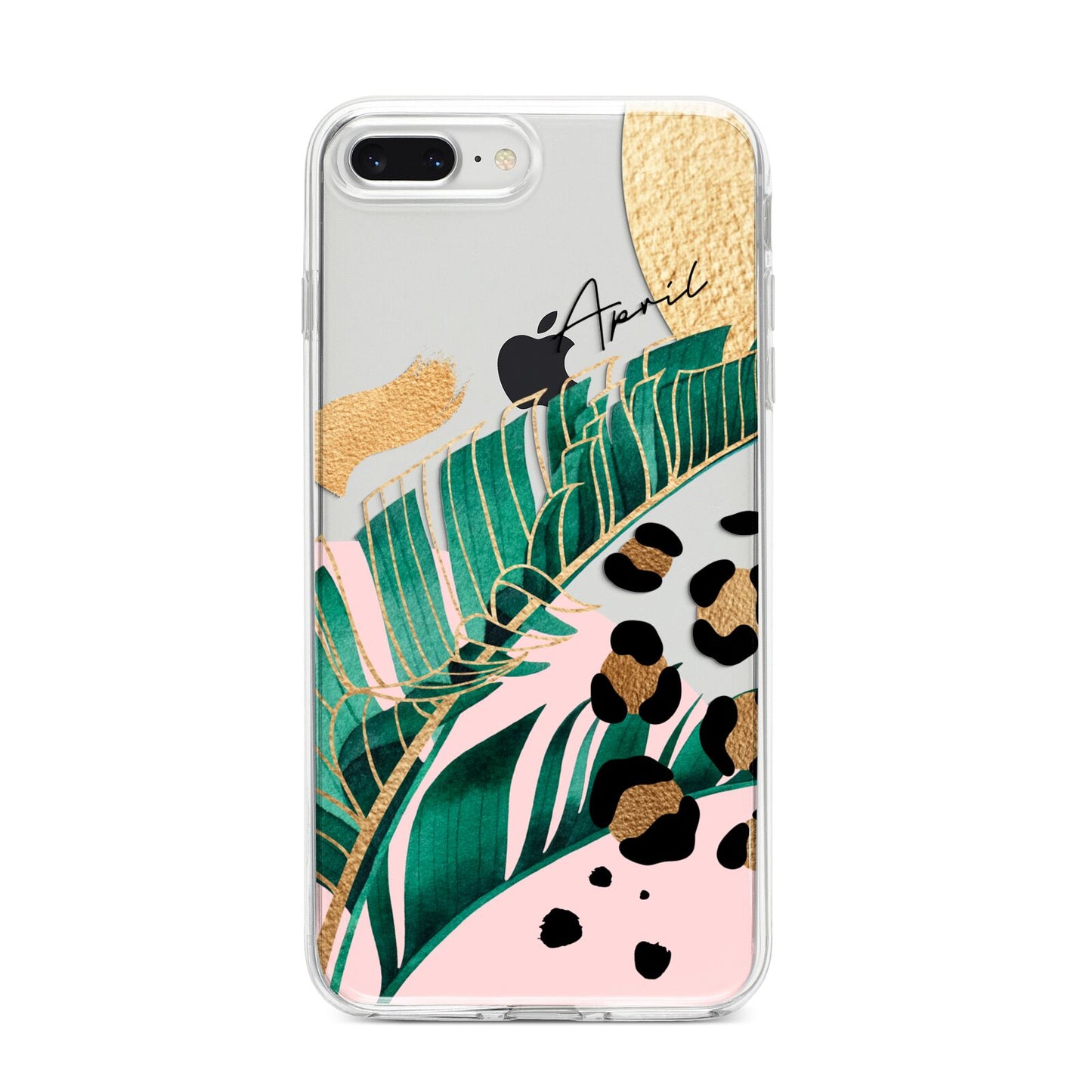 Personalised Tropical Gold iPhone 8 Plus Bumper Case on Silver iPhone