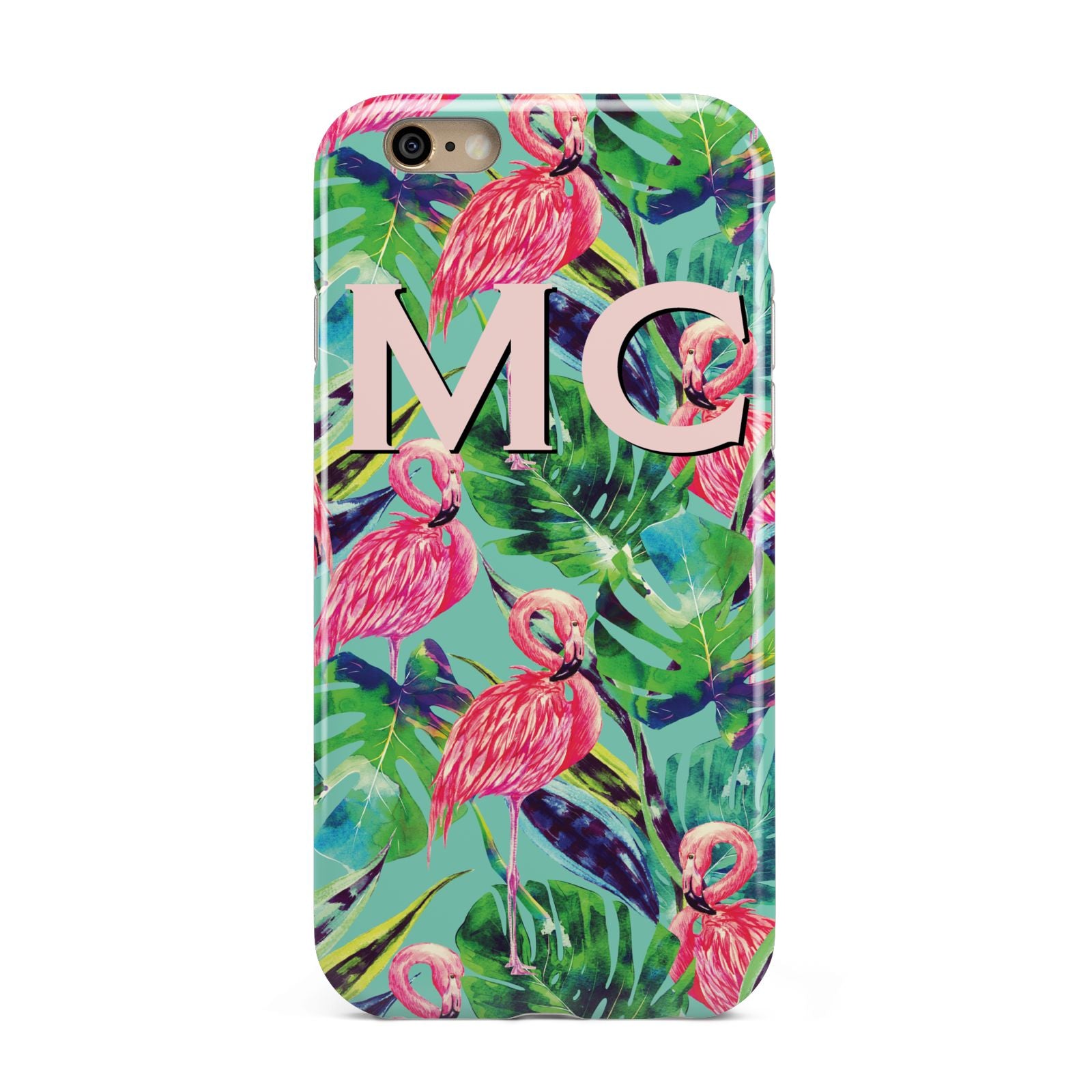 Personalised Tropical Green Leaves Flamingo Apple iPhone 6 3D Tough Case