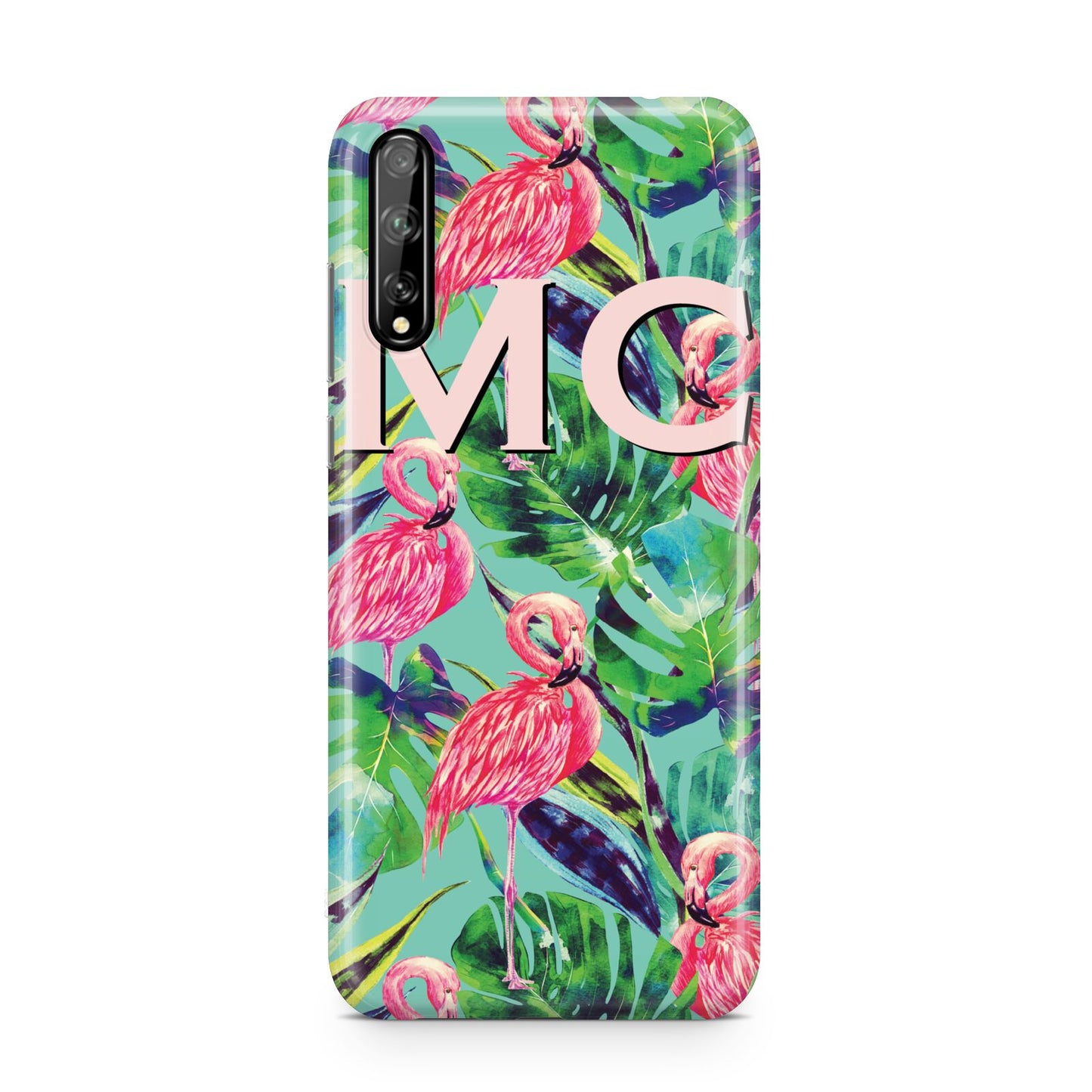 Personalised Tropical Green Leaves Flamingo Huawei Enjoy 10s Phone Case