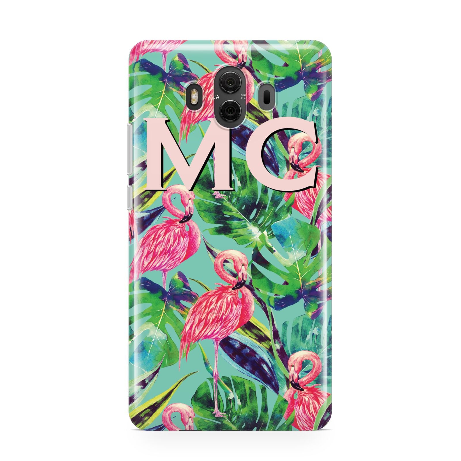 Personalised Tropical Green Leaves Flamingo Huawei Mate 10 Protective Phone Case