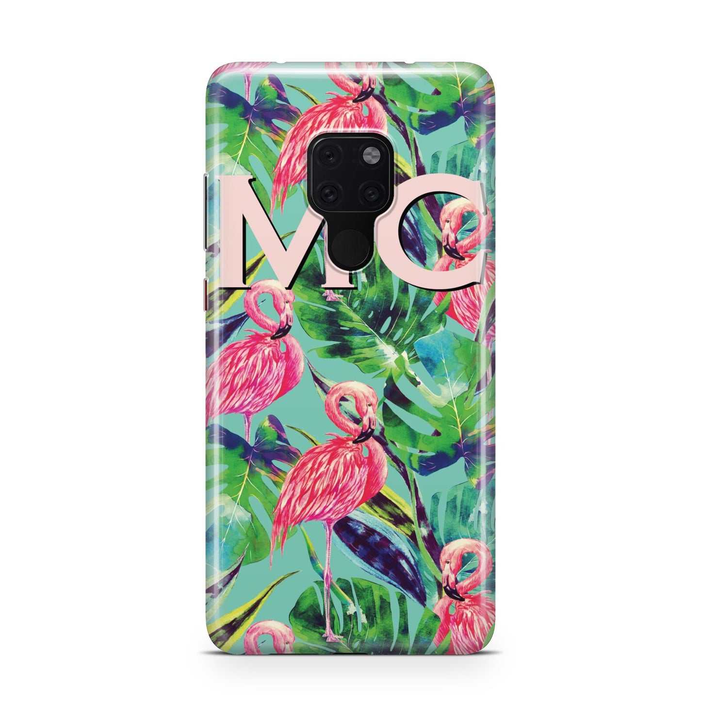 Personalised Tropical Green Leaves Flamingo Huawei Mate 20 Phone Case