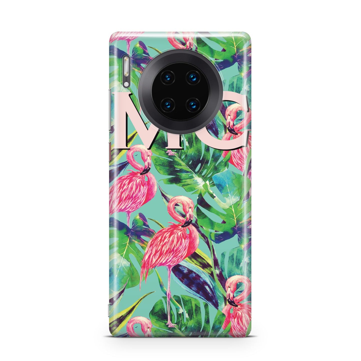 Personalised Tropical Green Leaves Flamingo Huawei Mate 30 Pro Phone Case