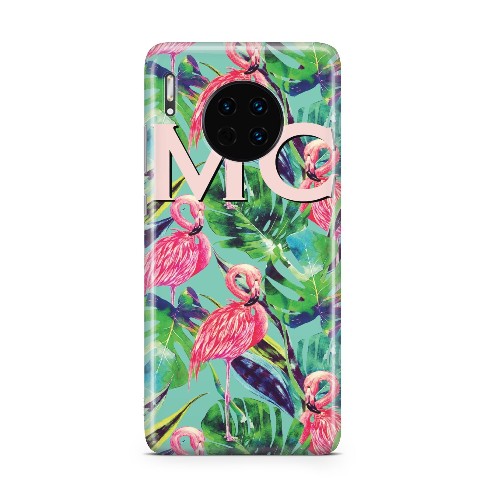 Personalised Tropical Green Leaves Flamingo Huawei Mate 30