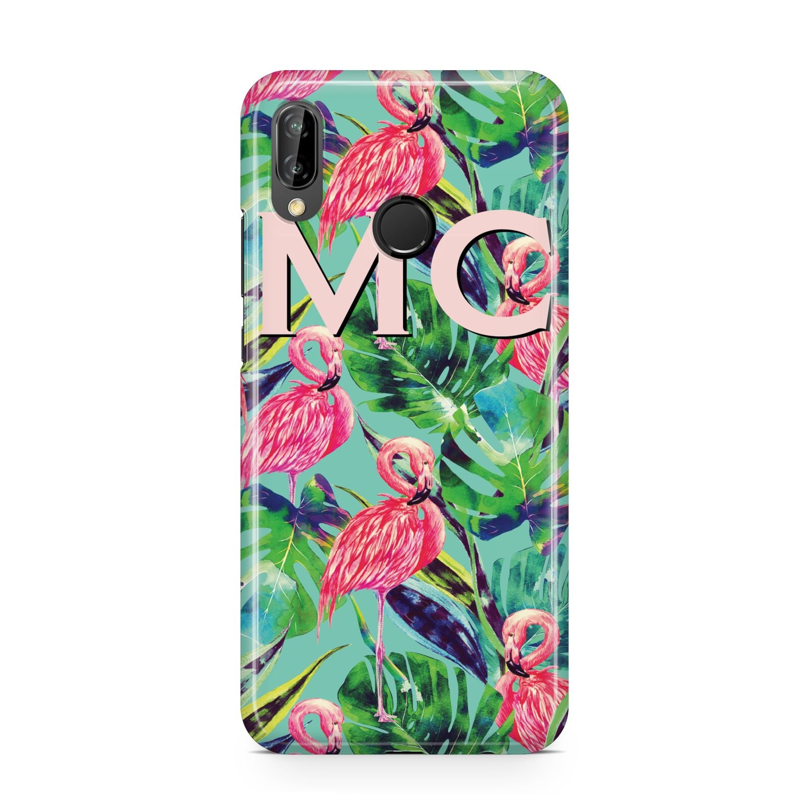 Personalised Tropical Green Leaves Flamingo Huawei P20 Lite Phone Case