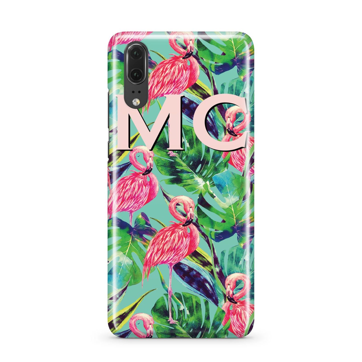 Personalised Tropical Green Leaves Flamingo Huawei P20 Phone Case