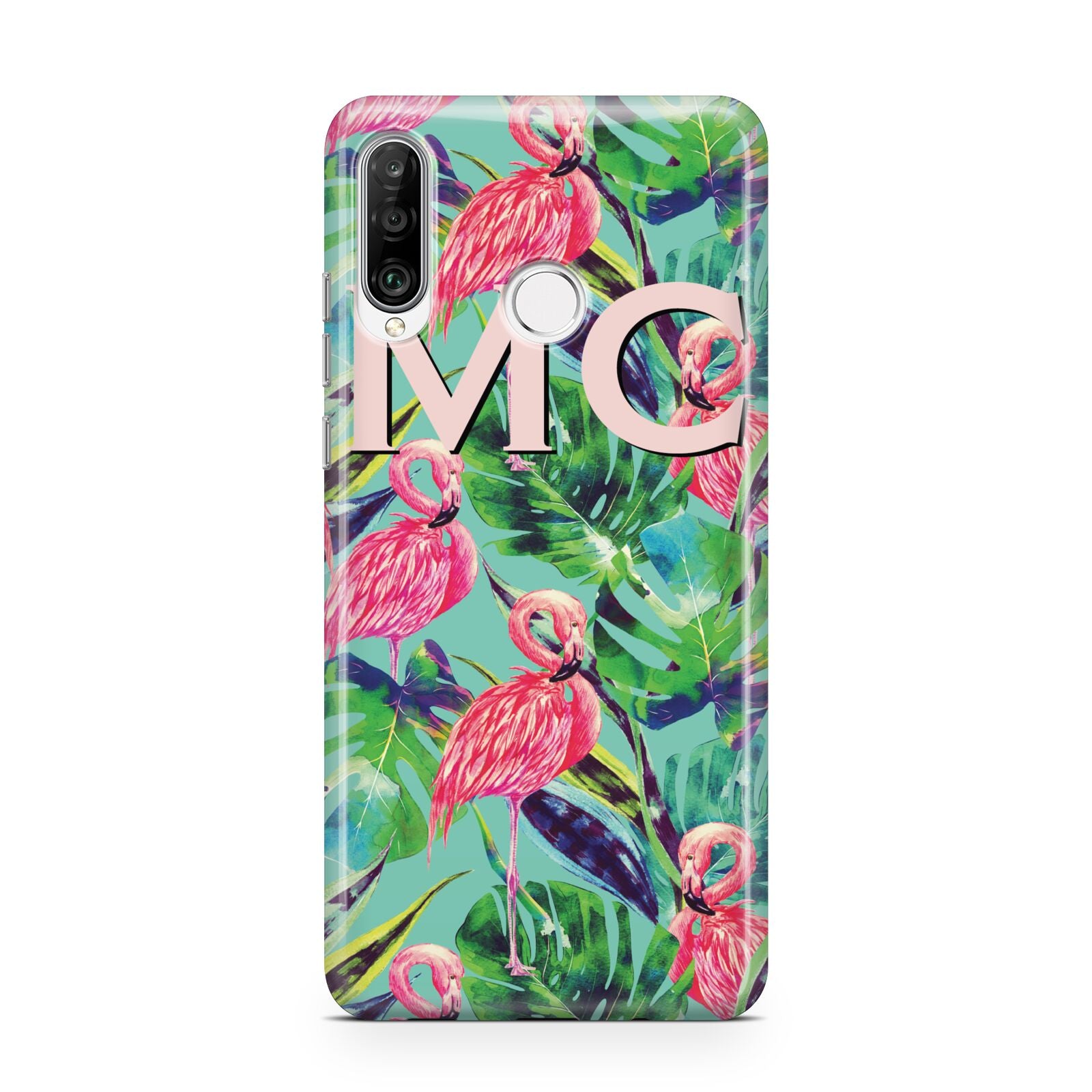 Personalised Tropical Green Leaves Flamingo Huawei P30 Lite Phone Case