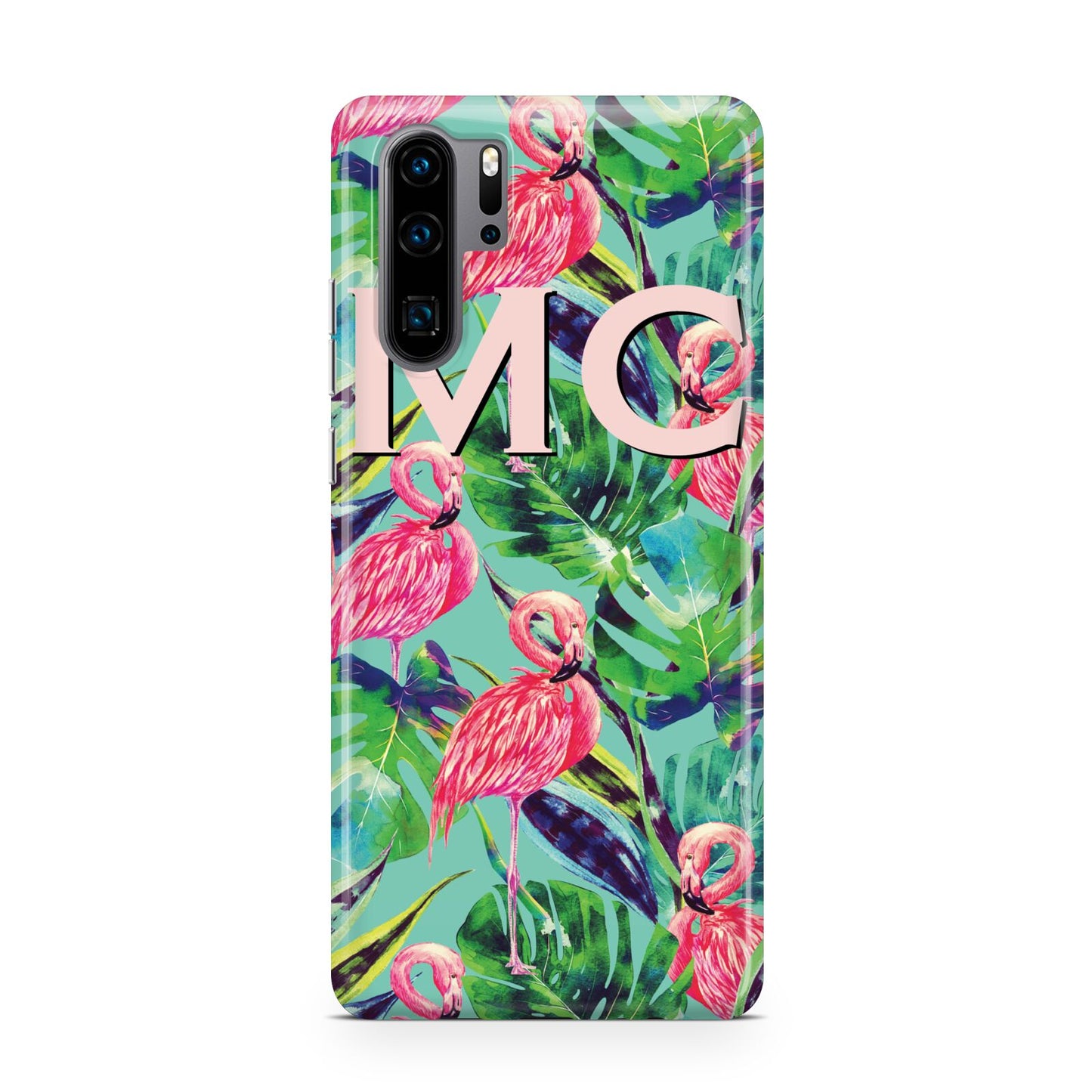 Personalised Tropical Green Leaves Flamingo Huawei P30 Pro Phone Case