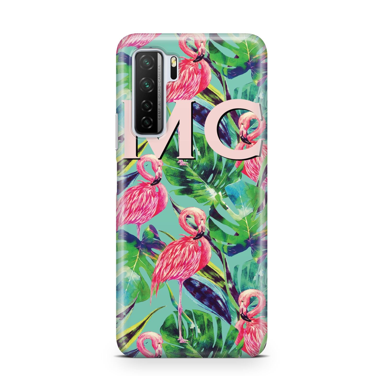 Personalised Tropical Green Leaves Flamingo Huawei P40 Lite 5G Phone Case